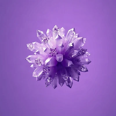 purple pfp — crystal cluster, cinematic photo style, subtle sparkle