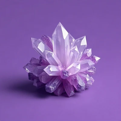 purple pfp — crystal cluster, soft 3d render, subtle sparkle