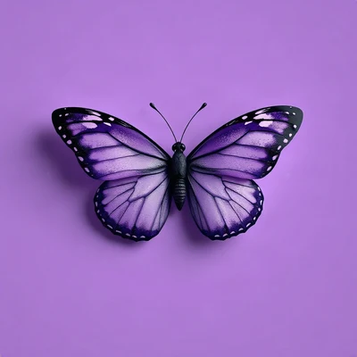 purple pfp — butterfly, soft 3d render, subtle sparkle