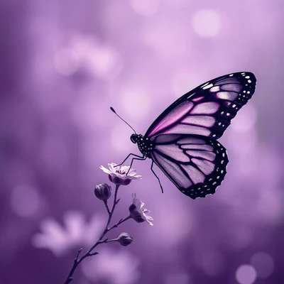 purple pfp — butterfly, dreamy digital painting, gentle bokeh