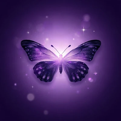 purple pfp — butterfly, dreamy digital painting, subtle sparkle