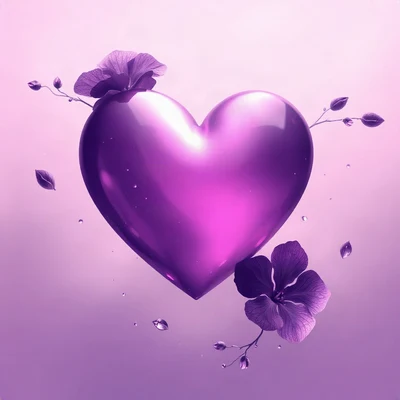 purple pfp — glossy heart, dreamy digital painting, soft glow