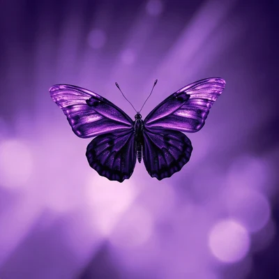 purple pfp — butterfly, cinematic photo style, subtle sparkle