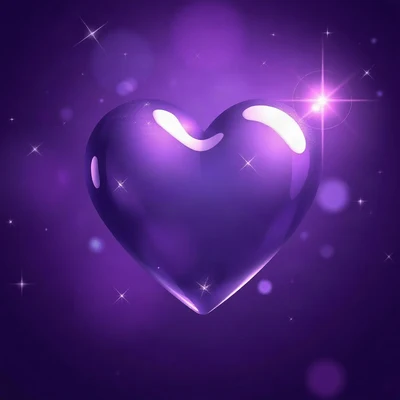 purple pfp — glossy heart, dreamy digital painting, subtle sparkle