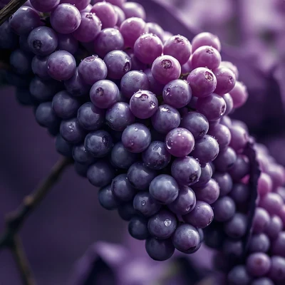 purple pfp — grapes with dew, cinematic photo style, soft glow