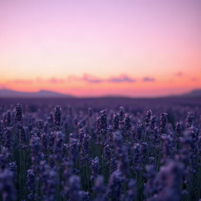 purple pfp — lavender field at dusk, soft 3d render, subtle sparkle
