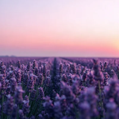purple pfp — lavender field at dusk, soft 3d render, soft glow
