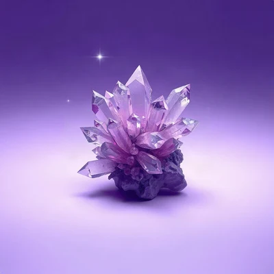 purple pfp — crystal cluster, soft 3d render, subtle sparkle
