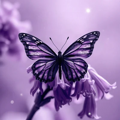 purple pfp — butterfly, cinematic photo style, subtle sparkle