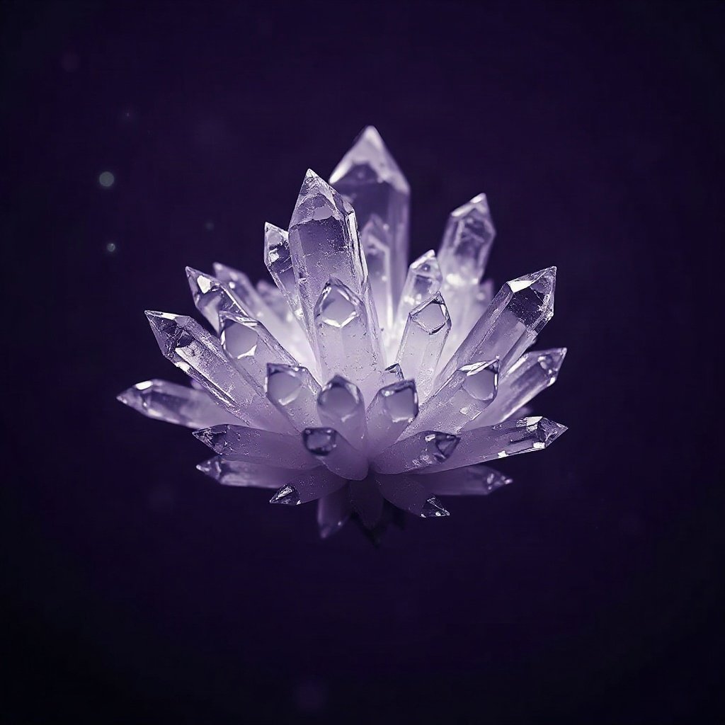 Purple PFPs — crystal cluster, cinematic photo style, subtle sparkle