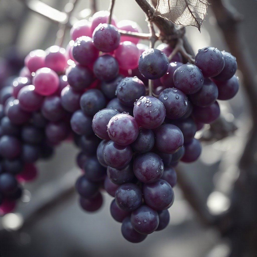 Purple PFPs — grapes with dew, cinematic photo style, soft glow