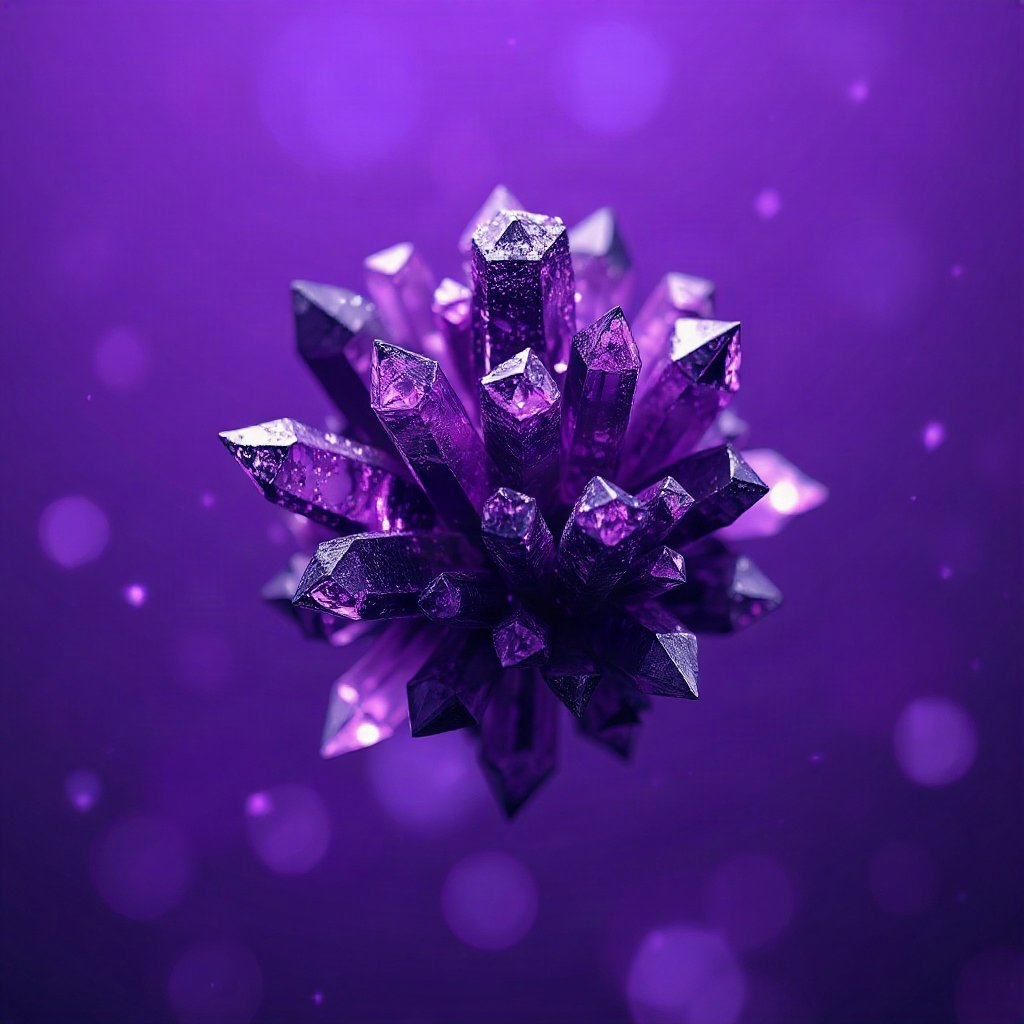Purple PFPs — crystal cluster, cinematic photo style, subtle sparkle