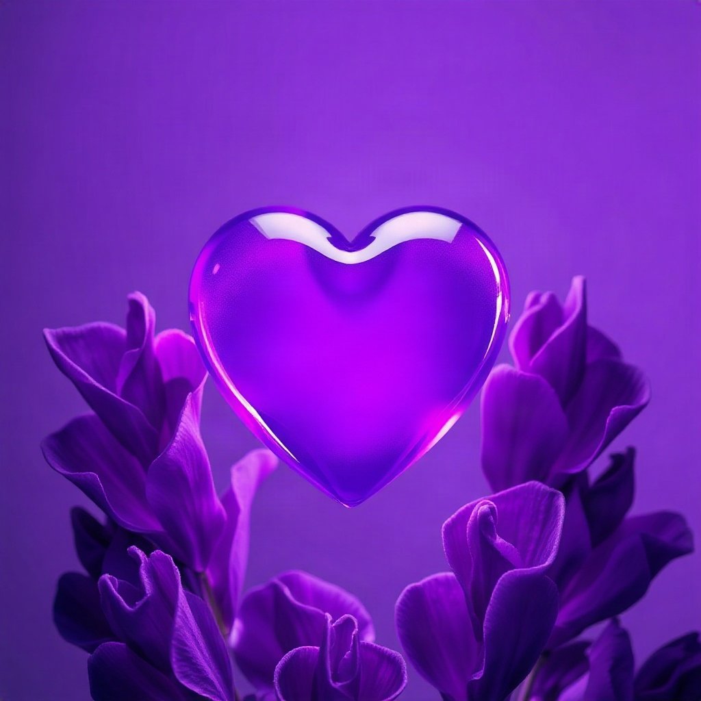 Purple PFPs — glossy heart, cinematic photo style, soft glow