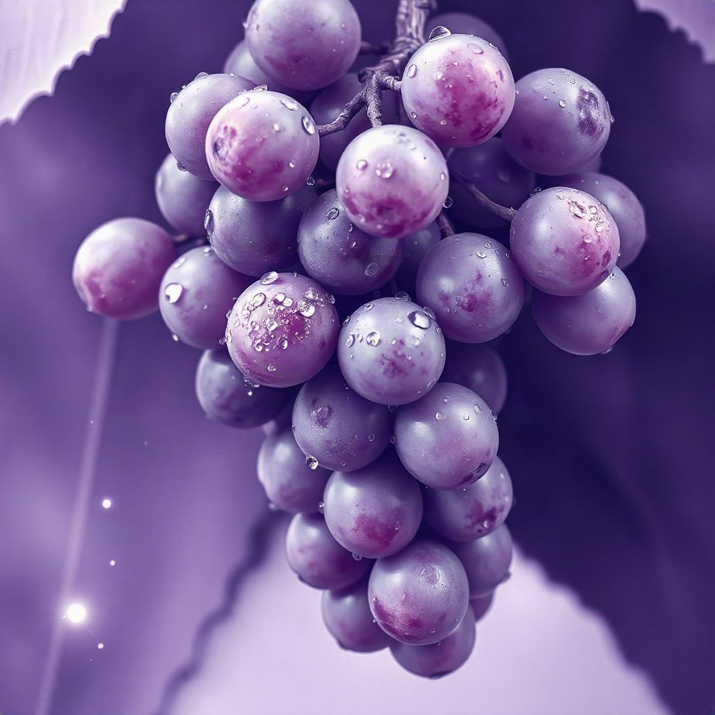 Purple PFPs — grapes with dew, dreamy digital painting, subtle sparkle