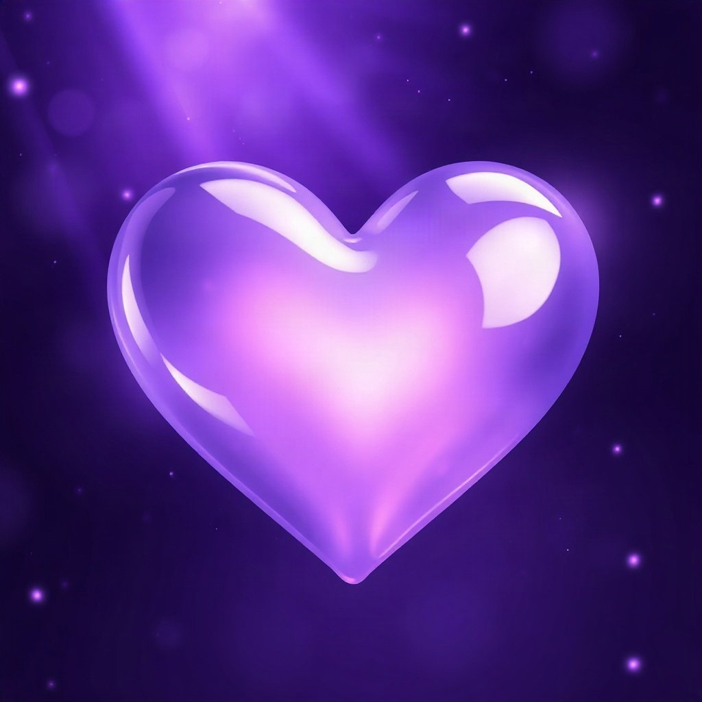 Purple PFPs — glossy heart, dreamy digital painting, soft glow