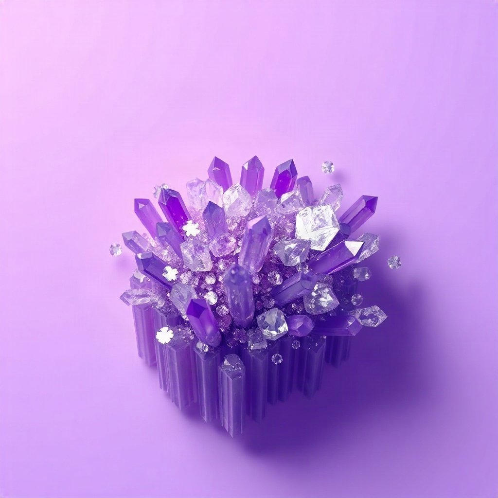 Purple PFPs — crystal cluster, soft 3d render, subtle sparkle