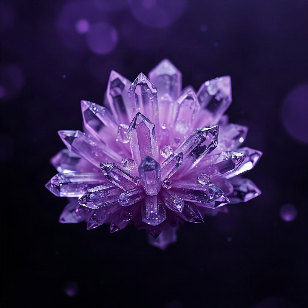 Purple PFPs — crystal cluster, cinematic photo style, subtle sparkle