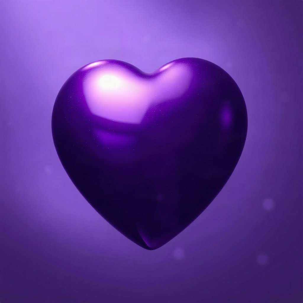 Purple PFPs — glossy heart, cinematic photo style, soft glow