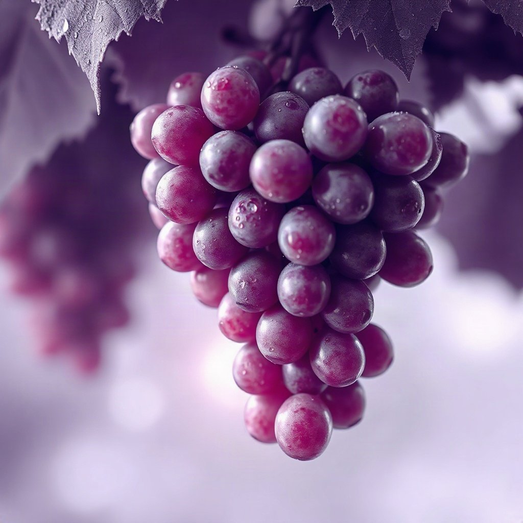 Purple PFPs — grapes with dew, dreamy digital painting, soft glow