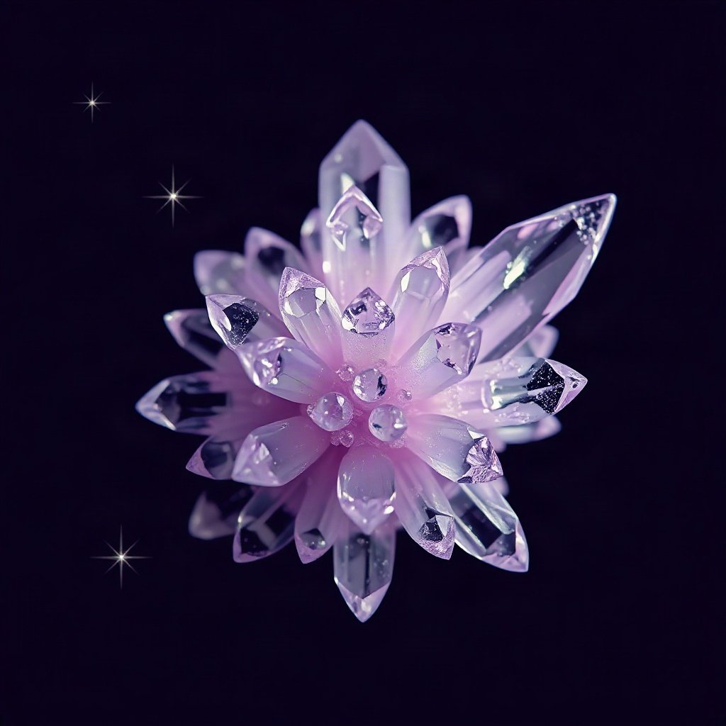Purple PFPs — crystal cluster, cinematic photo style, subtle sparkle