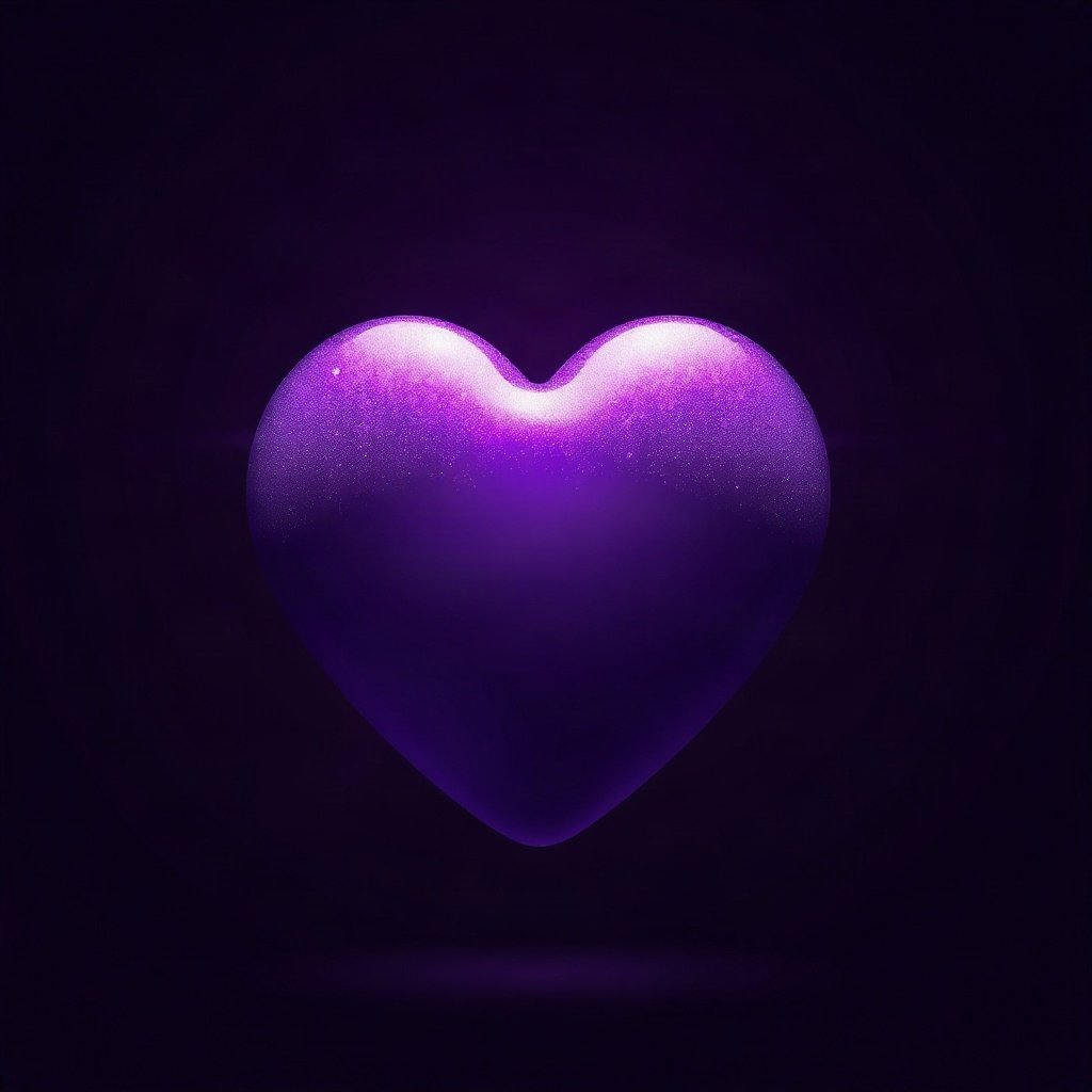 Purple PFPs — glossy heart, cinematic photo style, soft glow