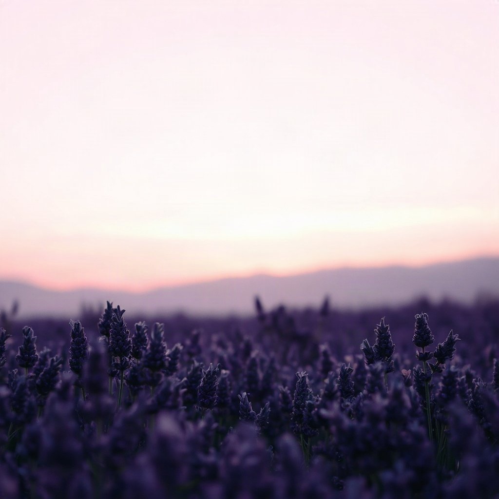 Purple PFPs — lavender field at dusk, cinematic photo style, soft glow