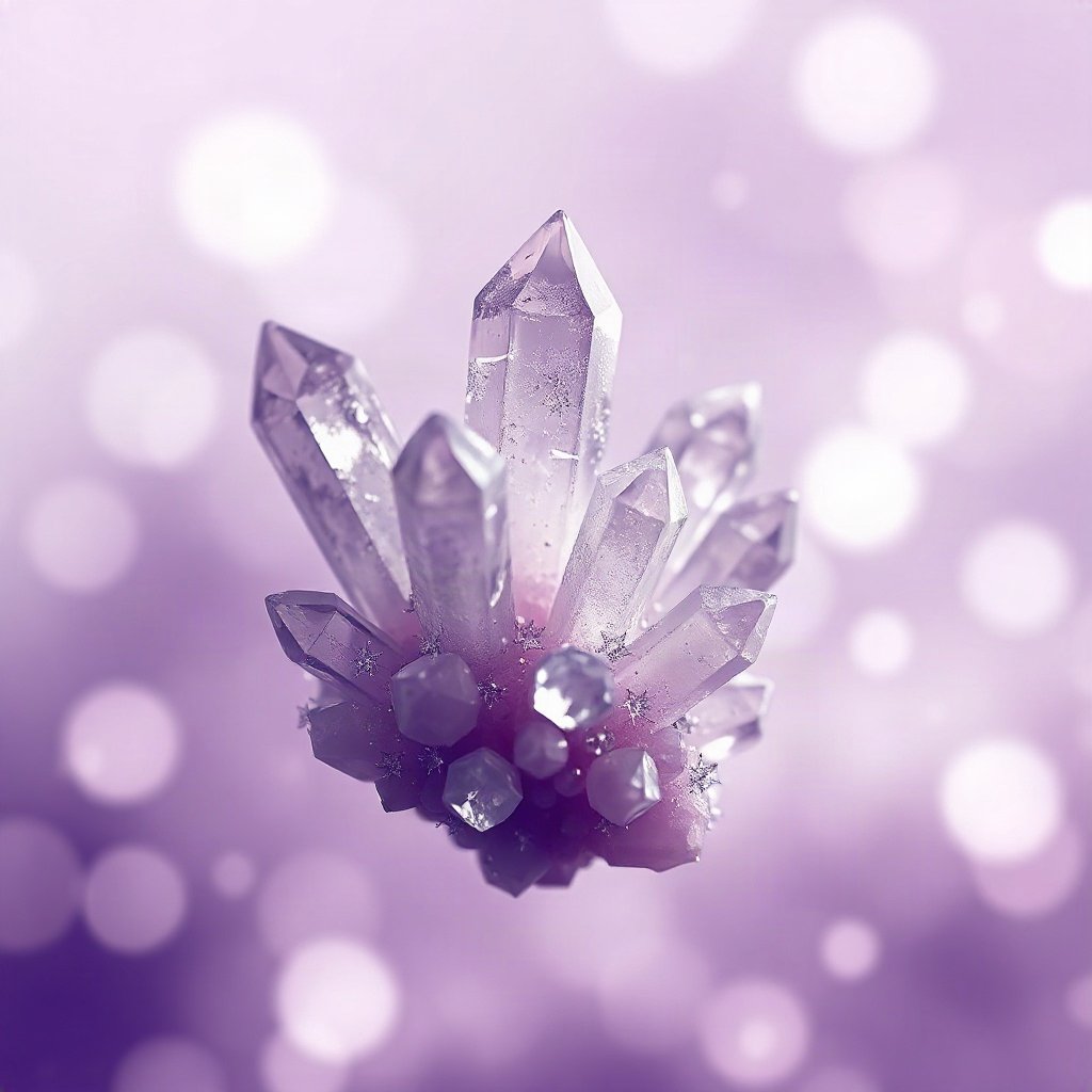 Purple PFPs — crystal cluster, dreamy digital painting, gentle bokeh
