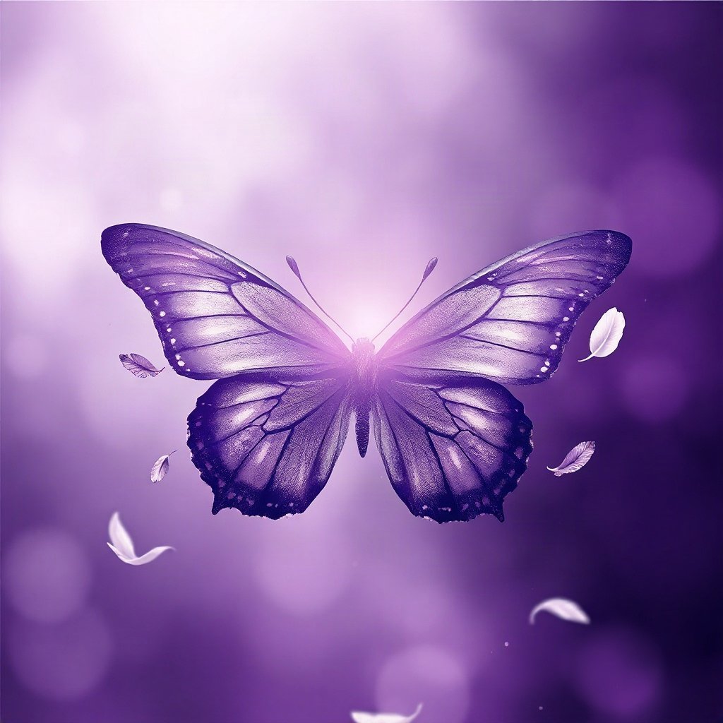 Purple PFPs — butterfly, dreamy digital painting, misty atmosphere