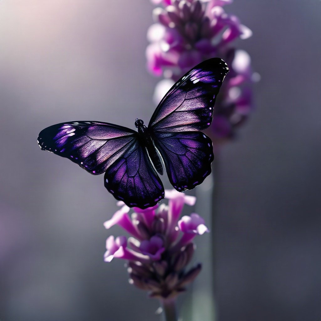 Purple PFPs — butterfly, cinematic photo style, soft glow