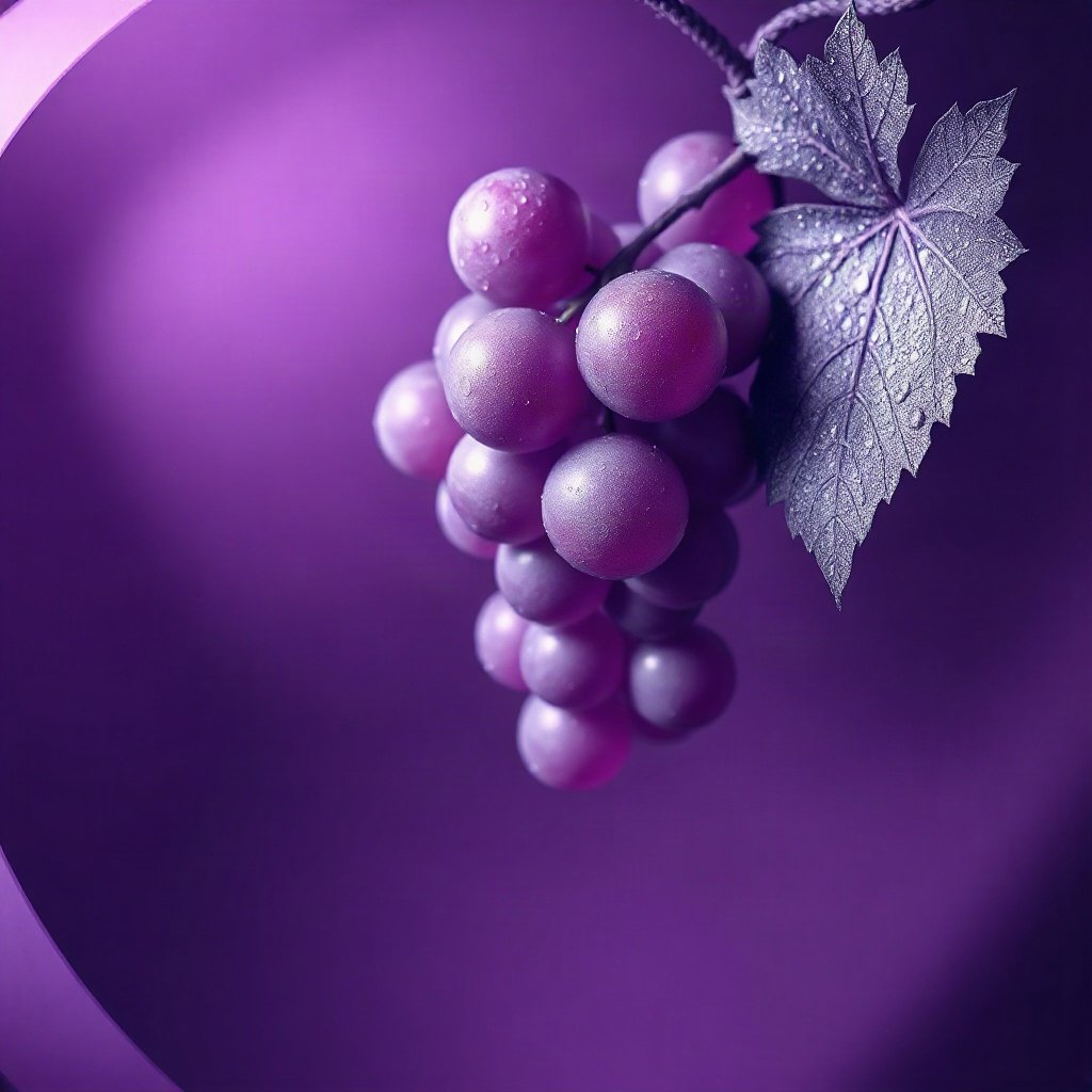 Purple PFPs — grapes with dew, soft 3d render, misty atmosphere