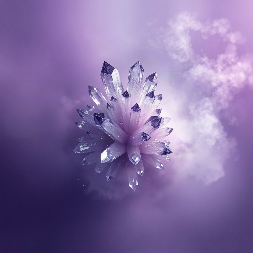 Purple PFPs — crystal cluster, dreamy digital painting, misty atmosphere