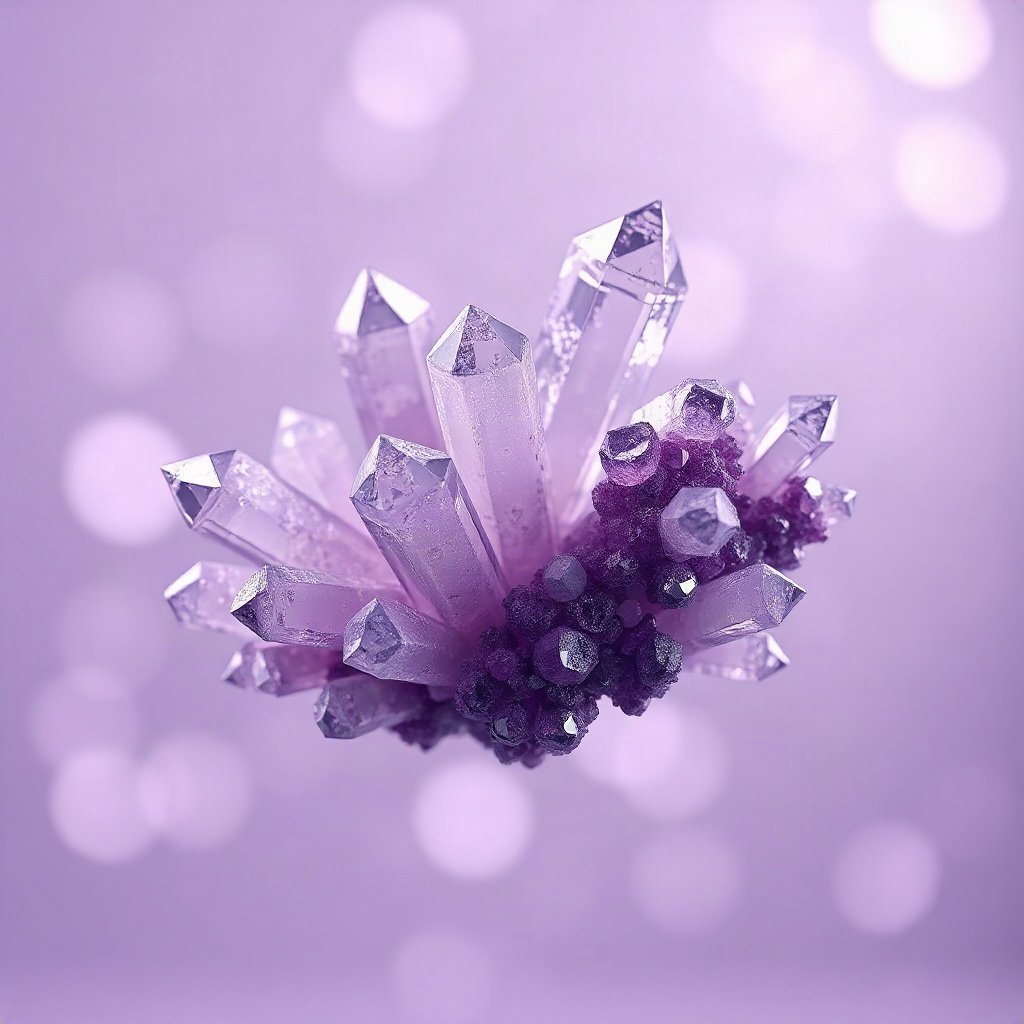 Purple PFPs — crystal cluster, soft 3d render, gentle bokeh