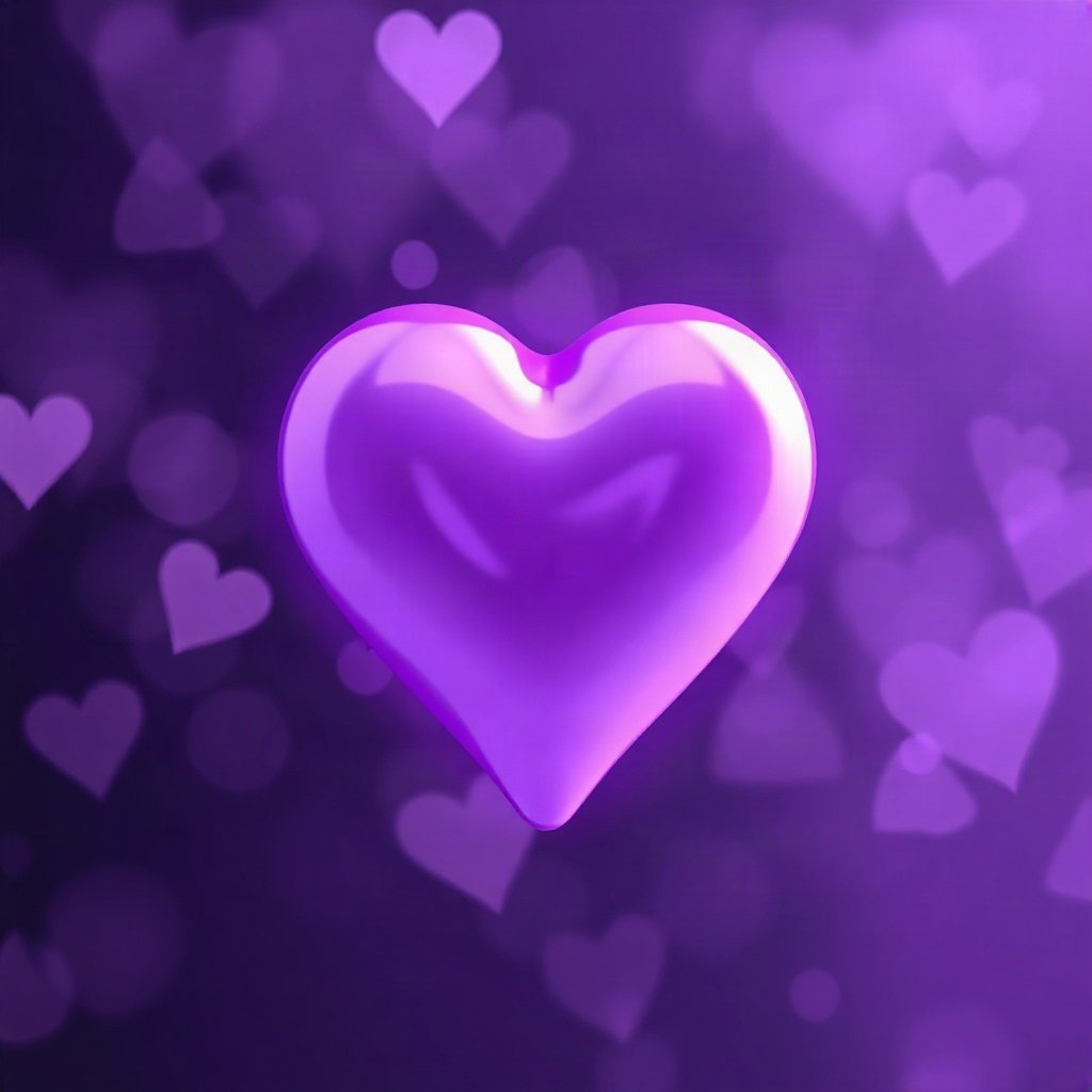 Purple PFPs — glossy heart, soft 3d render, gentle bokeh