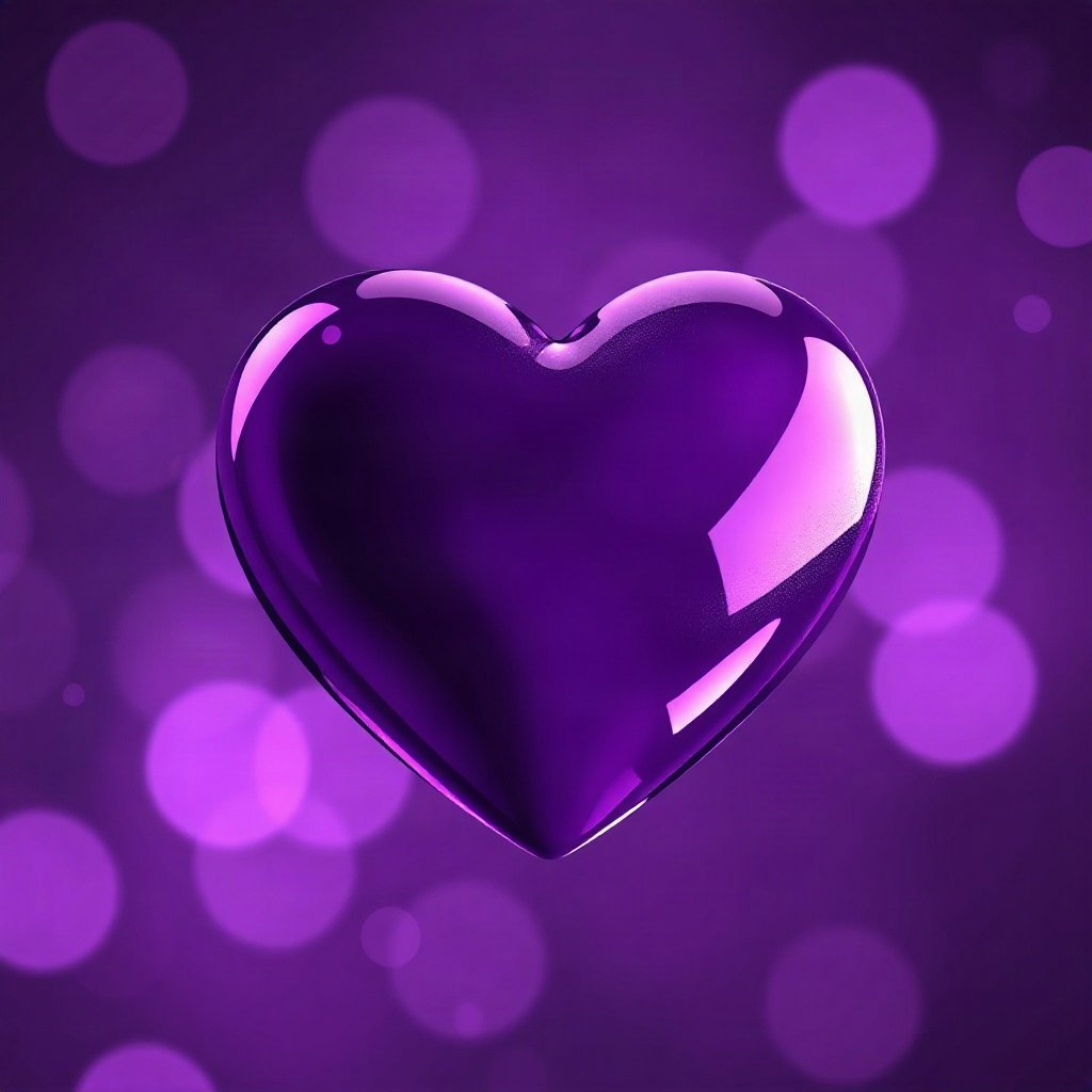 Purple PFPs — glossy heart, dreamy digital painting, gentle bokeh