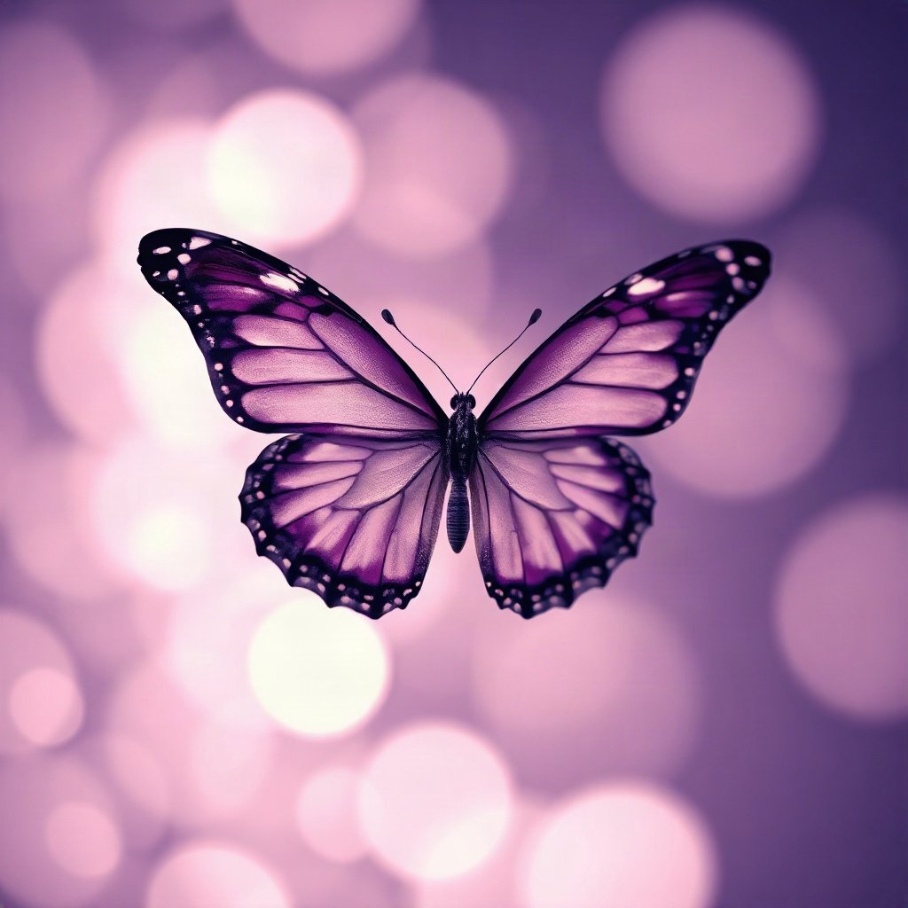 Purple PFPs — butterfly, soft 3d render, gentle bokeh