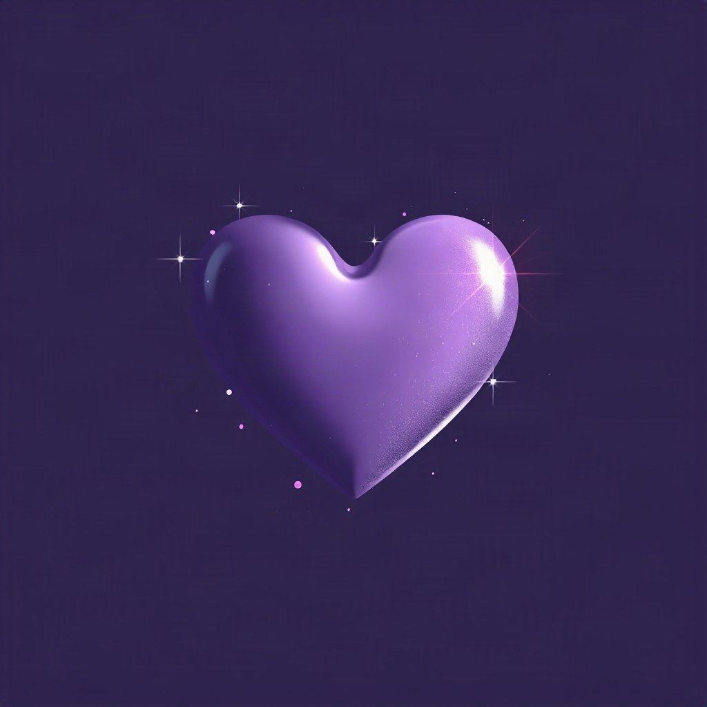 Purple PFPs — glossy heart, dreamy digital painting, subtle sparkle