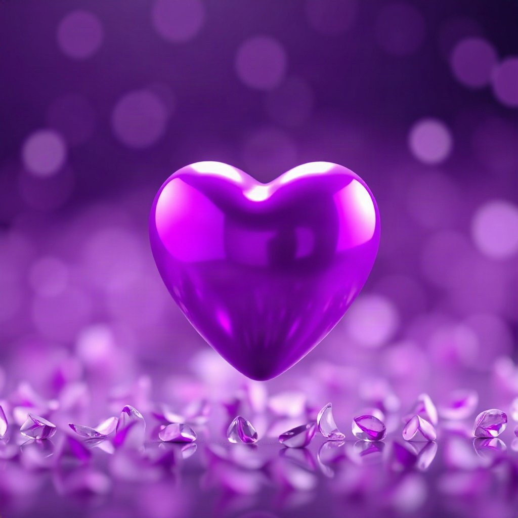 Purple PFPs — glossy heart, soft 3d render, gentle bokeh