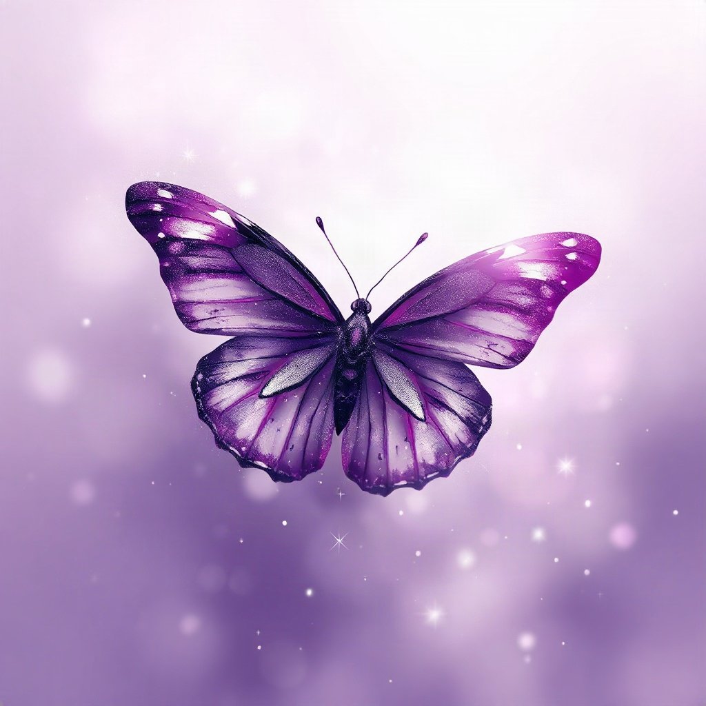 Purple PFPs — butterfly, dreamy digital painting, subtle sparkle
