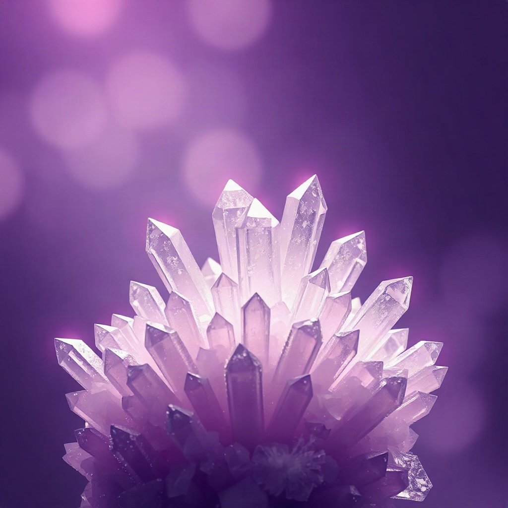 Purple PFPs — crystal cluster, dreamy digital painting, soft glow