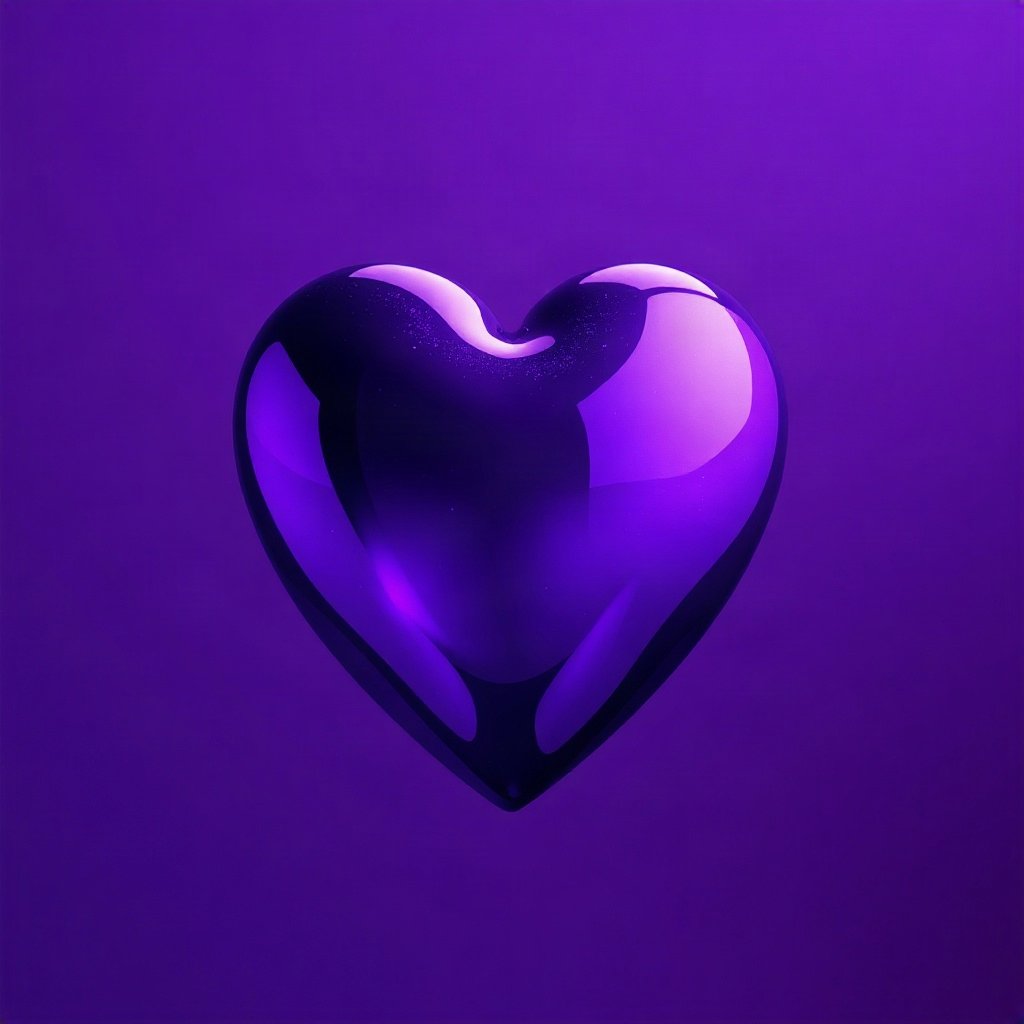 Purple PFPs — glossy heart, cinematic photo style, subtle sparkle