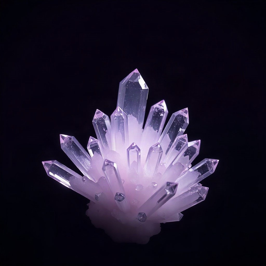 Purple PFPs — crystal cluster, cinematic photo style, soft glow