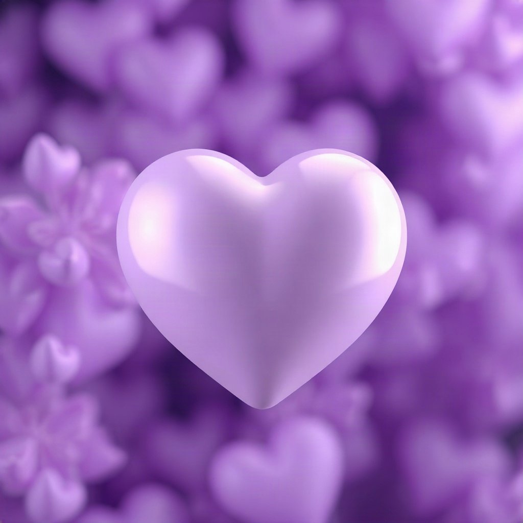 Purple PFPs — glossy heart, soft 3d render, gentle bokeh