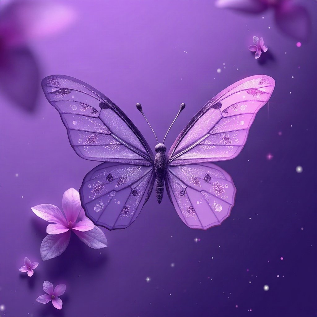 Purple PFPs — butterfly, soft 3d render, subtle sparkle