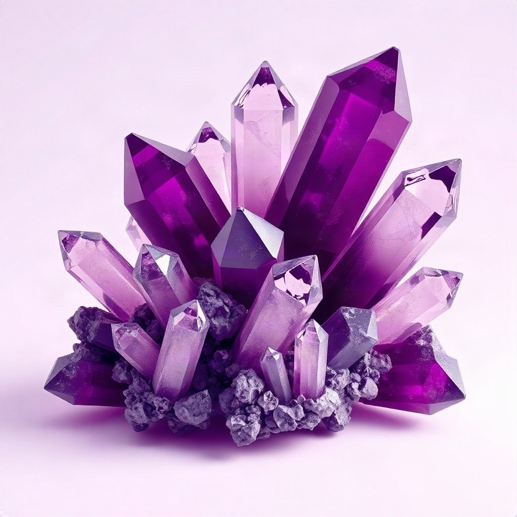 Purple PFPs — crystal cluster, soft 3d render, soft glow