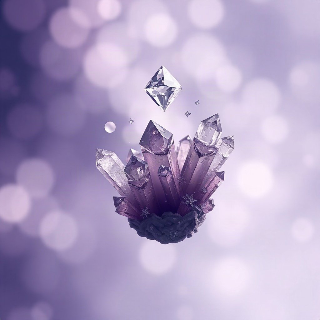 Purple PFPs — crystal cluster, dreamy digital painting, gentle bokeh