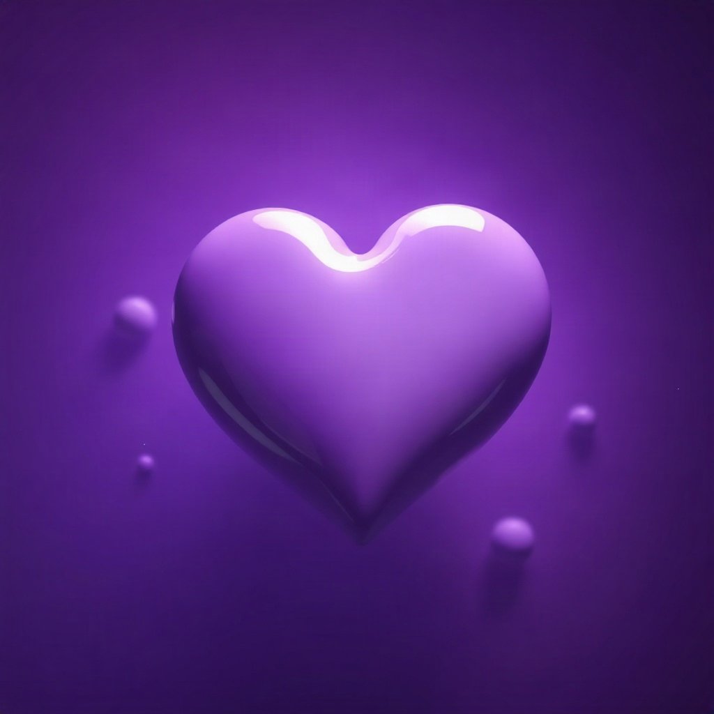 Purple PFPs — glossy heart, cinematic photo style, soft glow