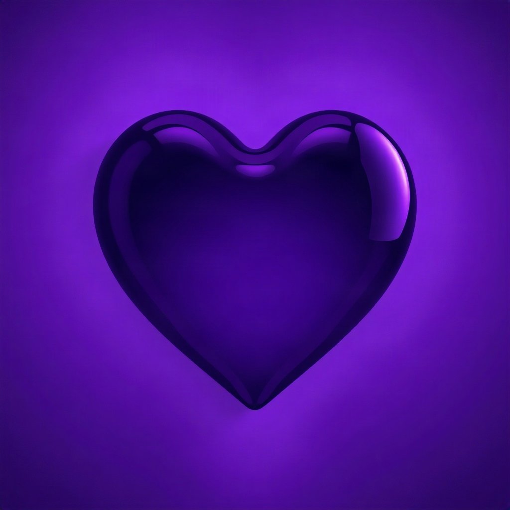 Purple PFPs — glossy heart, cinematic photo style, soft glow
