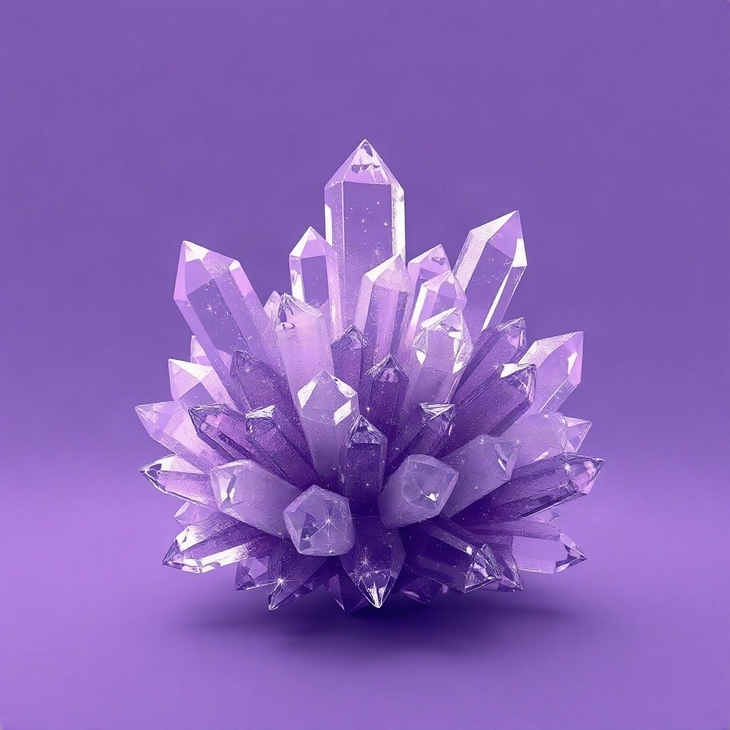 Purple PFPs — crystal cluster, soft 3d render, subtle sparkle