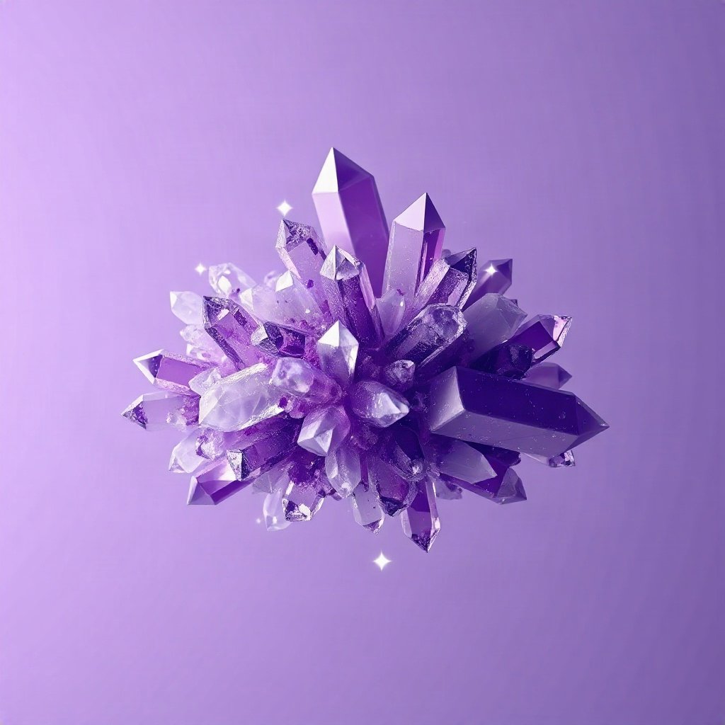 Purple PFPs — crystal cluster, soft 3d render, subtle sparkle