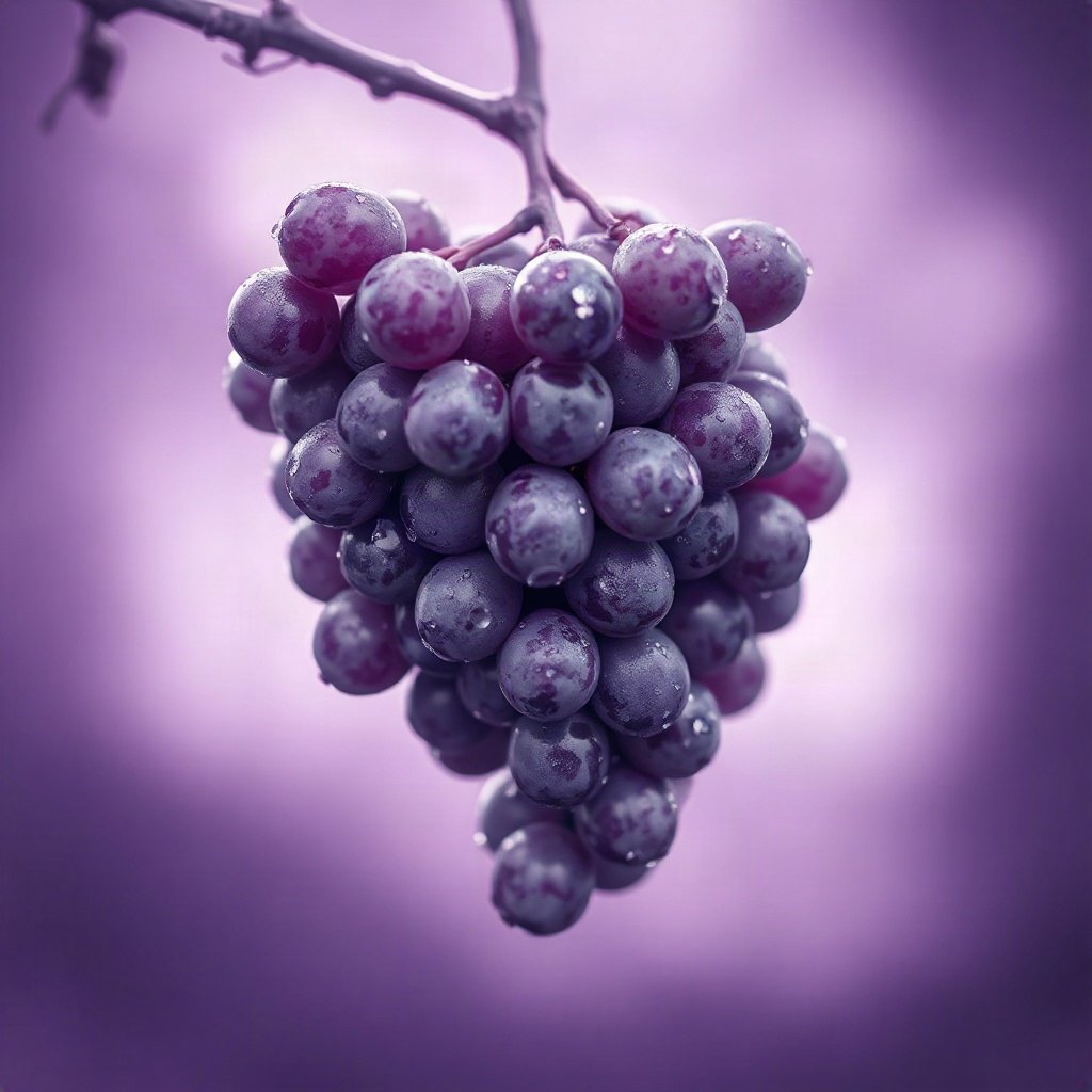 Purple PFPs — grapes with dew, dreamy digital painting, soft glow